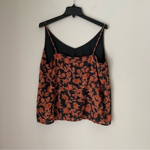 banana republic | Orange and Black Floral Cami Tank Top Adjustable Straps XL - Picture 3 of 6